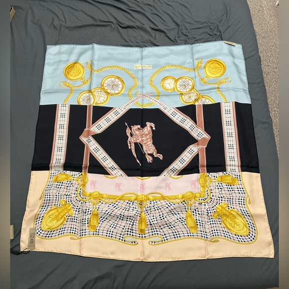 BURBERRY Montage Print Silk Square Scarf - Picture 9 of 14
